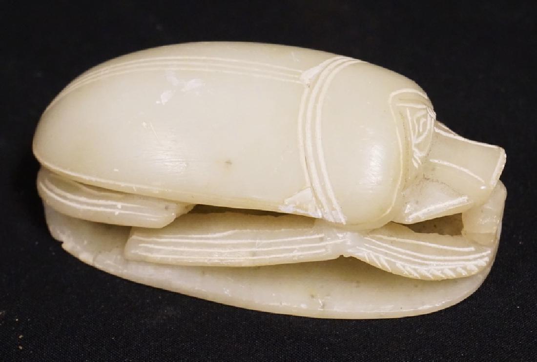 EGYPTIAN CARVED STONE SCARAB. 4 7/8 INCHES LONG. 2 (1 of 2)