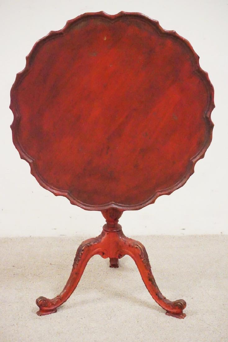 TILT TOP TABLE IN RED PAINT. (1 of 3)