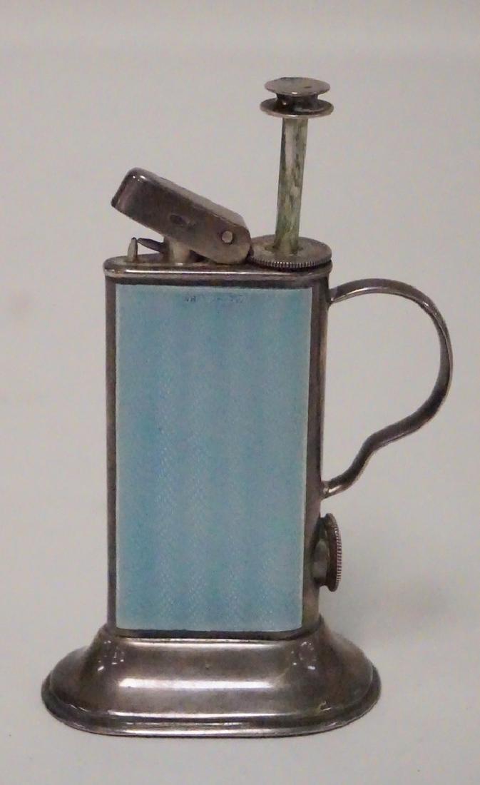 RONSON STERLING SILVER LIGHTER WITH GUILLOCHE ENAMEL (1 of 2)