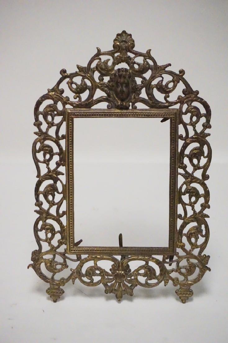 ORNATE CAST IRON PHOTO FRAME. GOLD GILT. 14 1.4 X 9 (1 of 2)