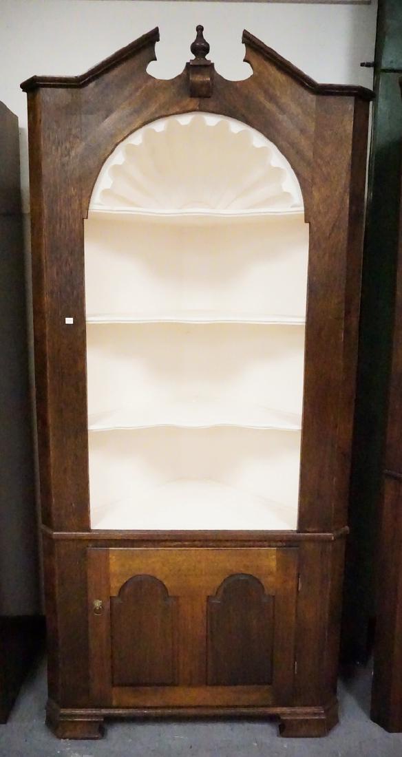 BENCH MADE CORNER CABINET WITH A CARVED DOOR AND SHELL (1 of 2)