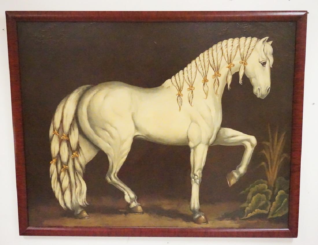 REGINALD BAXTER OIL PAINTING ON CANVAS OF A SHOW HORSE. (1 of 2)