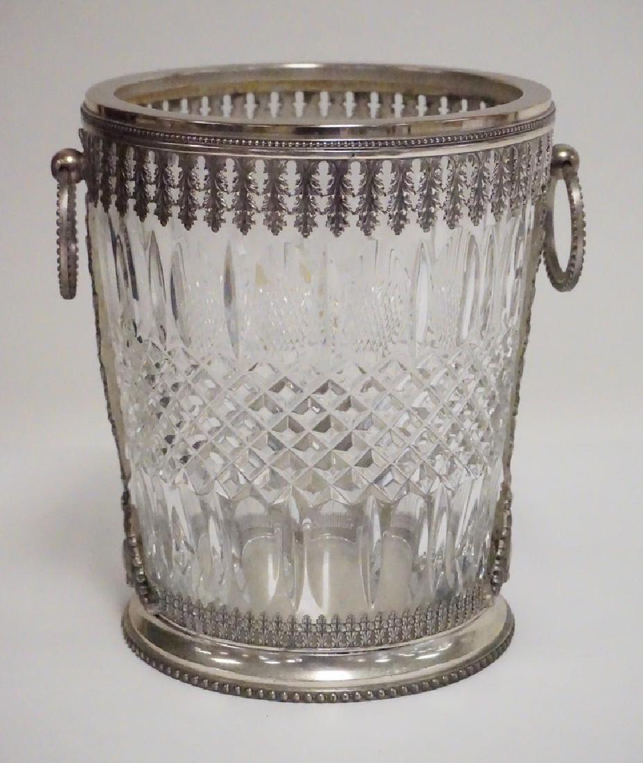 ITALIAN SILVER PLATED AND CRYSTAL ICE BUCKET. 9 INCHES (1 of 2)