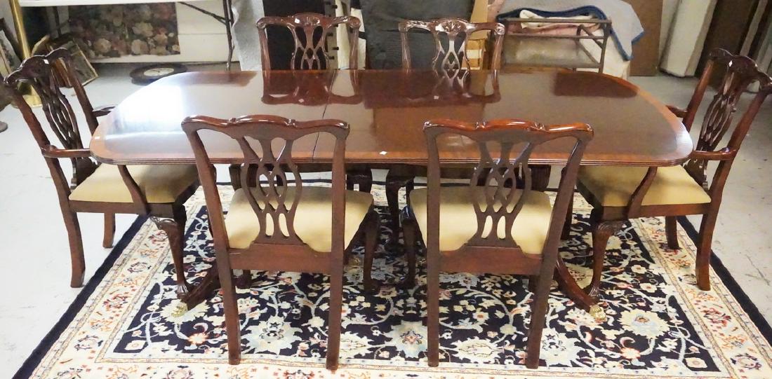 PENNSYLVANIA HOUSE BANDED MAHOGANY DINING TABLE WITH 6 (1 of 4)