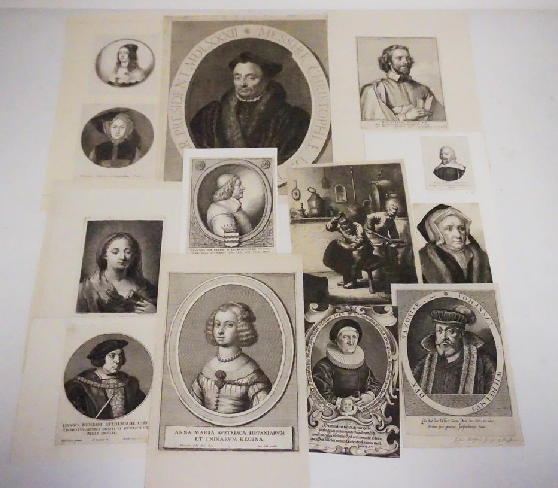LOT OF 13 ANTIQUE PORTRAIT ETCHINGS. INCLUDES (1 of 5)