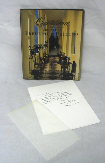 BOOK-*QUINTESSENCE-THE ART OF FREDERICK PHILLIPS*: BOOK-*QUINTESSENCE-THE ART OF FREDERICK PHILLIPS* BOOK IS SIGNED BY THE ARTIST & COMES W/O BAND WRITTEN NOTE FROM THE ARTIST. 11 1/4 IN X 13 1/4 IN