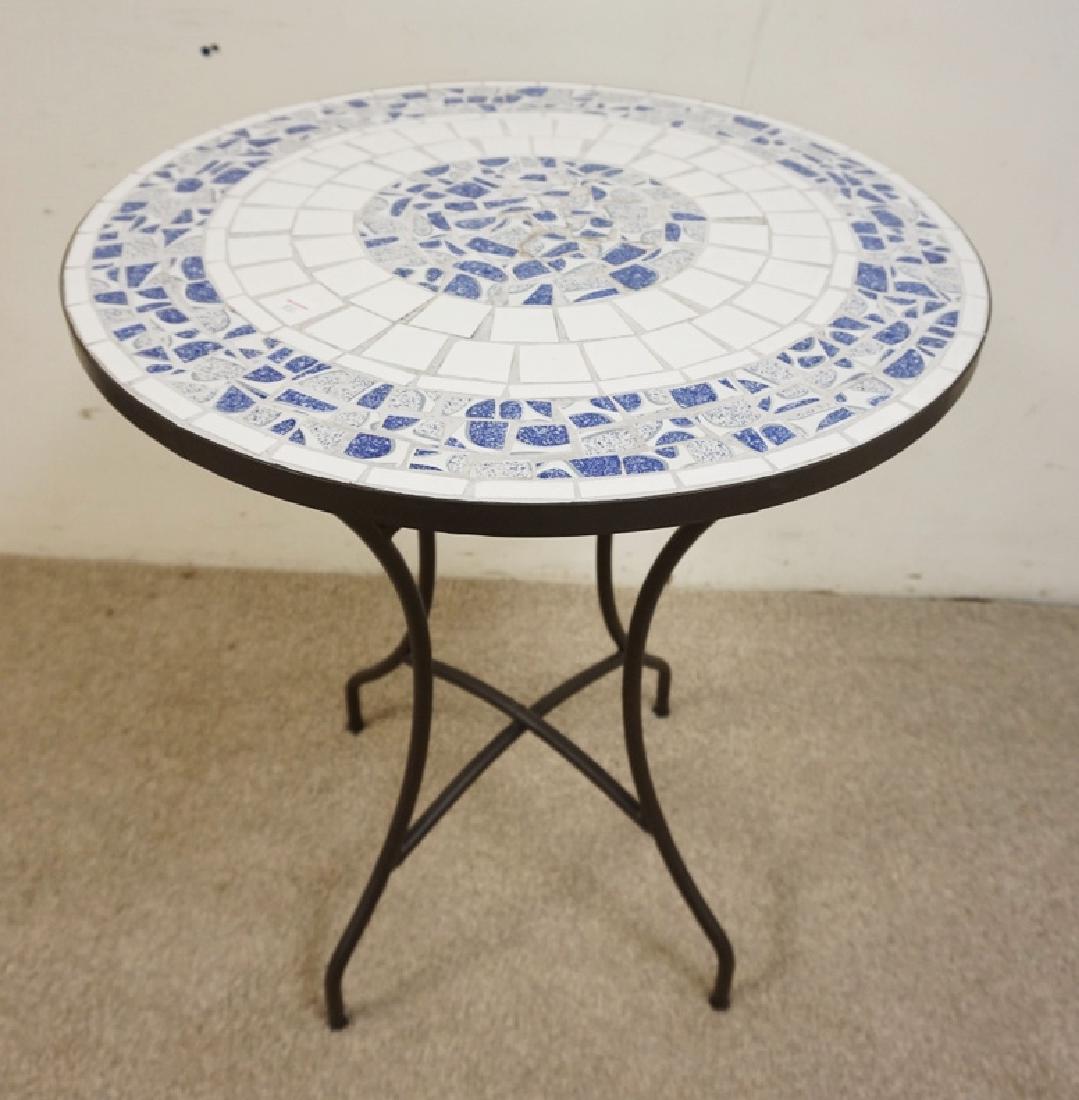 TILE TOP TABLE MEASURING 28 1/2 INCHES HIGH AND 24: TILE TOP TABLE MEASURING 28 1/2 INCHES HIGH AND 24 INCHES WIDE.