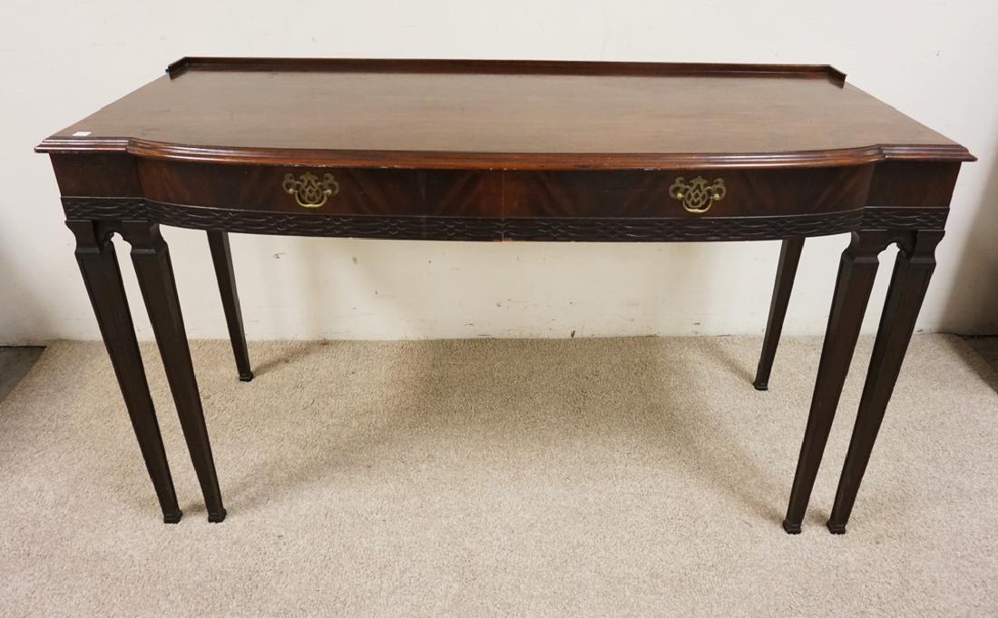 MAHOGANY 2 DRAWER CONSOLE TABLE. CHIPPENDALE STYLE (1 of 3)