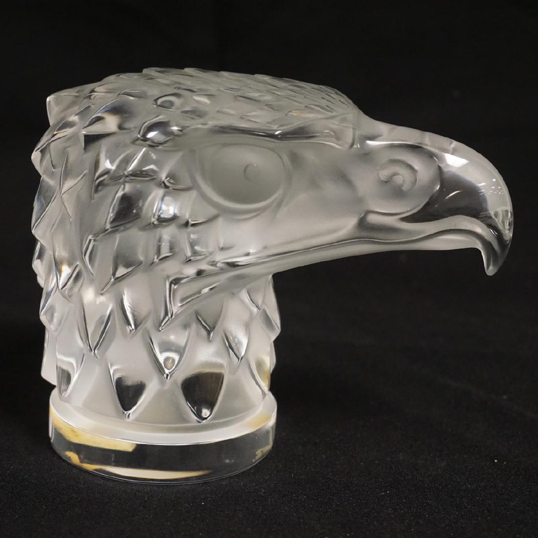 LALIQUE FRANCE CRYSTAL EAGLE HEAD. FROSTED AND CLEAR (1 of 3)