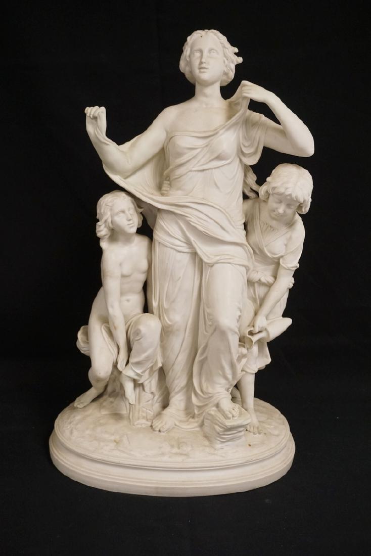 PARIAN PORCELAIN FIGURAL GROUP. 21 INCHES HIGH. (1 of 3)