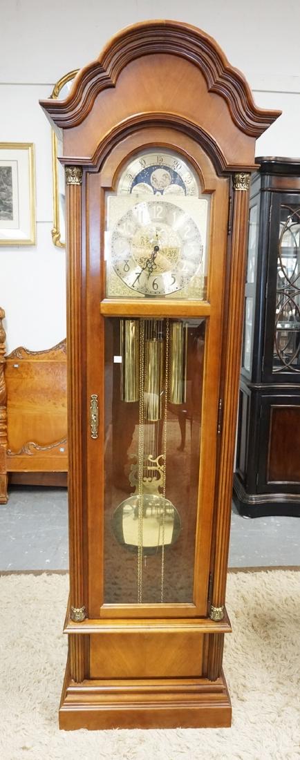 GWEST GERMAN TALL CASE CLOCK WITH AN ORNATE BRASS FACE. (1 of 1)