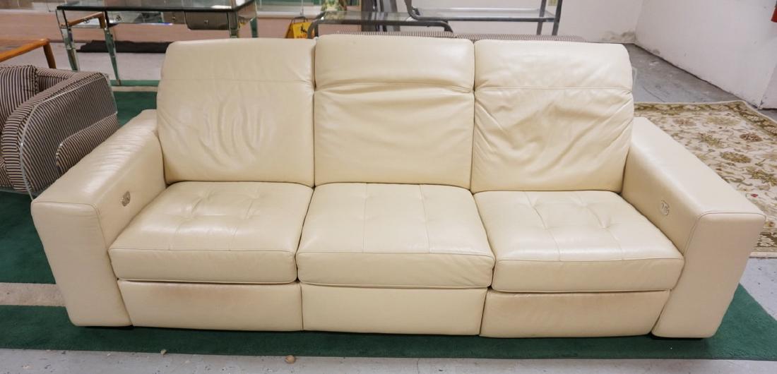 LEATHER ITALIAN DUAL POWER RECLINING SOFA. 92" WIDE X (1 of 3)