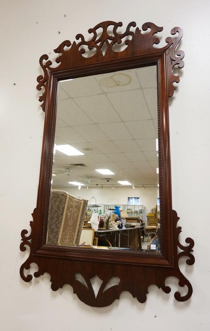BAKER MAHOGANY CHIPPENDALE STYLE BEVELLED MIRROR WITH F (1 of 3)