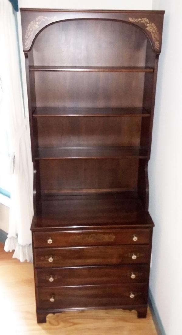 LAMBERT HITCHCOCK 4 DRAWER CHEST WITH BOOKCASE TOP. 78: LAMBERT HITCHCOCK 4 DRAWER CHEST WITH BOOKCASE TOP. 78 1/4INCHES HIGH. 38 1/2 INCHES WIDE.