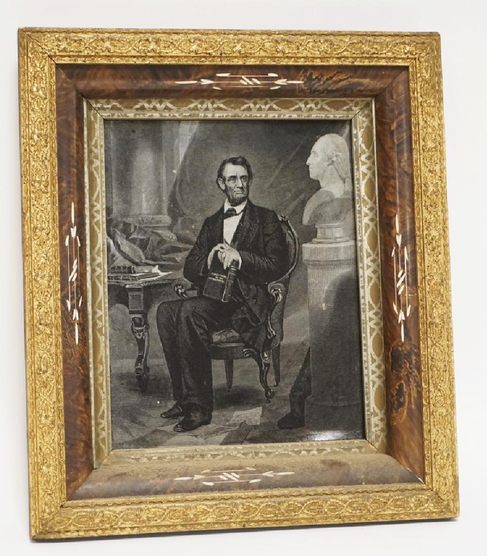 REVERSE PRINT ON GLASS OF ABRAHAM LINCOLN. GOLD GILT (1 of 1)