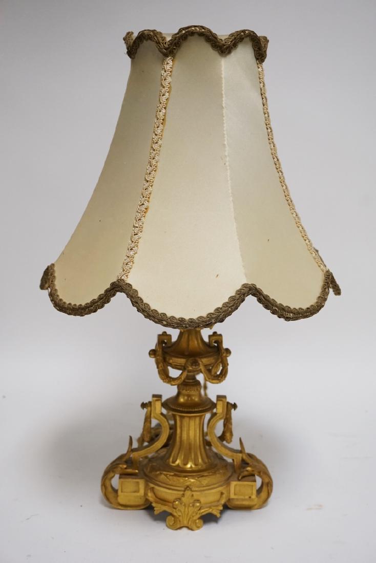 GILT BRONZE LAMP. 19 1/2 INCHES HIGH. WIRED WITH A (1 of 3)
