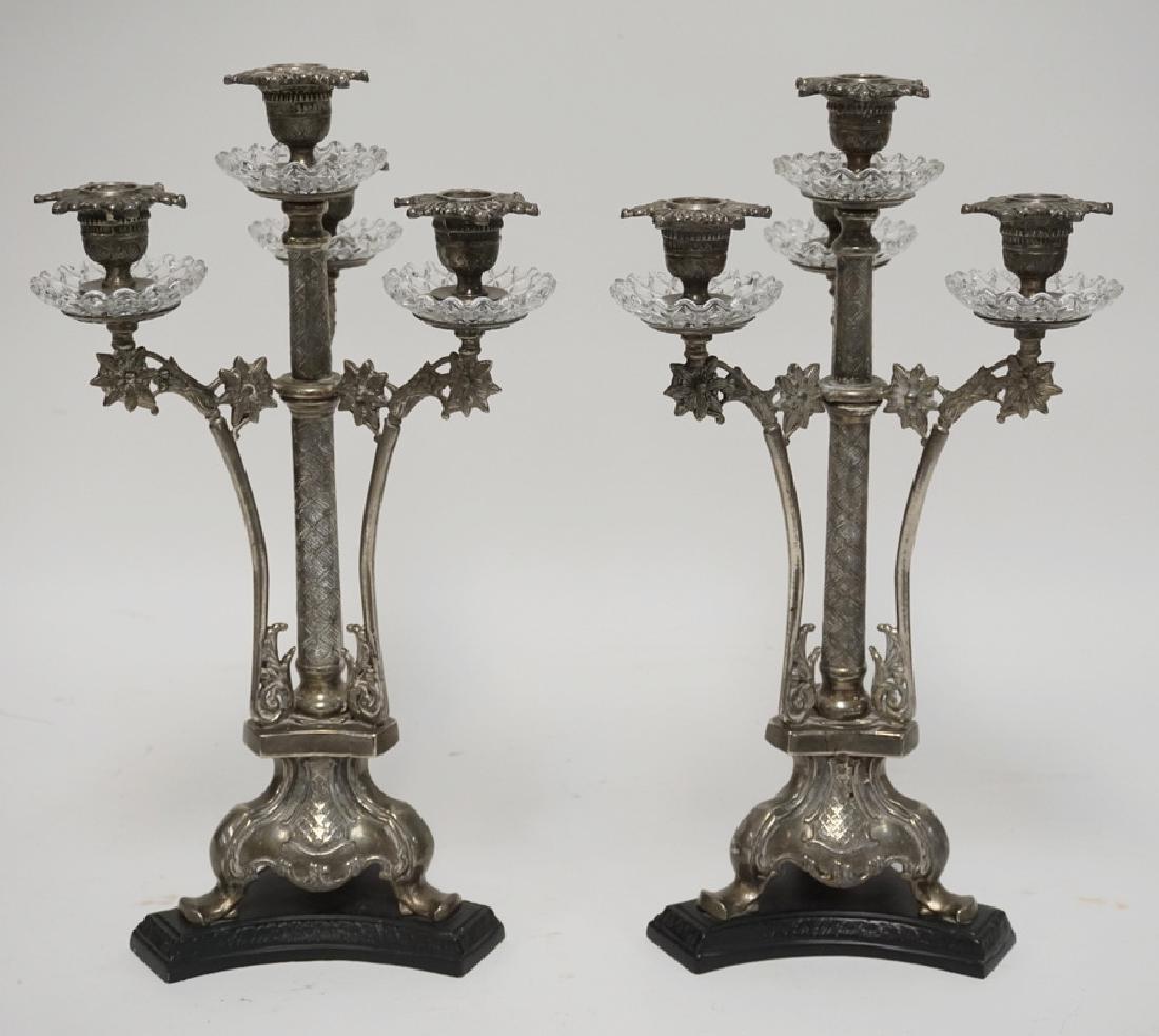 PAIR OF CONTEMPORARY SILVER PLATED CANDELABRA WITH (1 of 3)