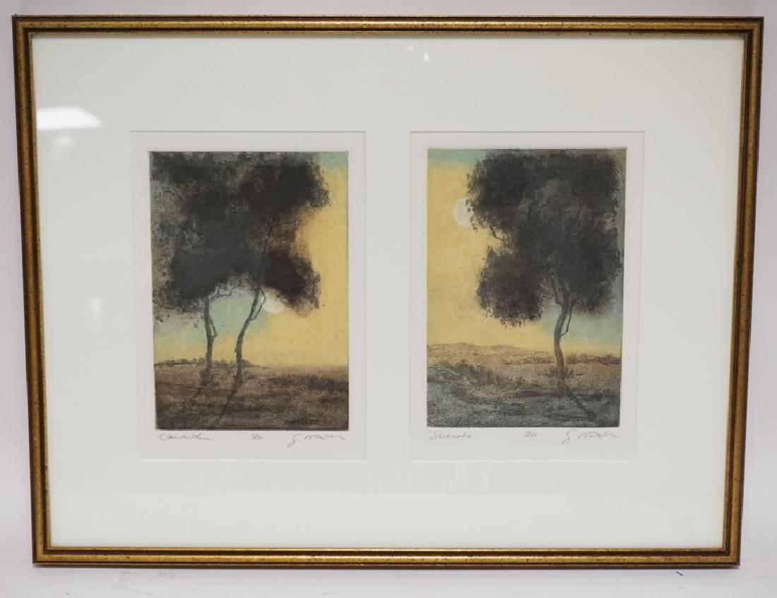 PENCIL SIGNED PAIR OF COLORED ETCHINGS. EACH NUMBERED (1 of 4)