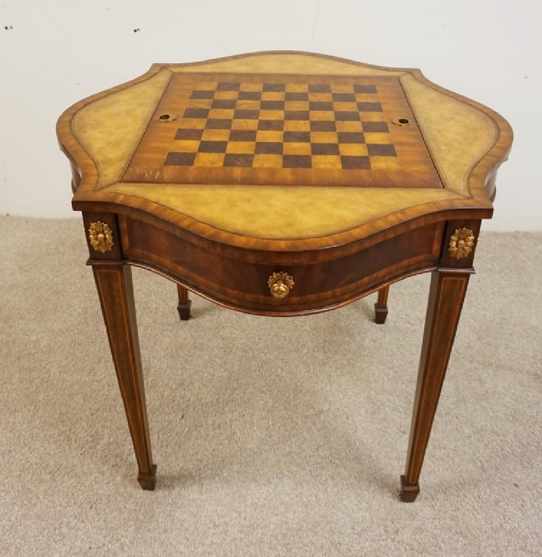 MAITLAND SMITH INLAID LEATHER TOP GAME TABLE WITH BRASS (1 of 7)