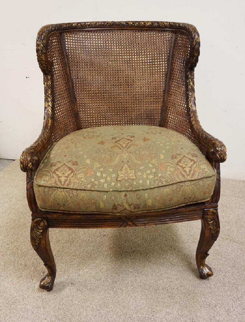 CARVED WING CHAIR WITH DOUBLE CANED BACK AND SIDES AND (1 of 3)