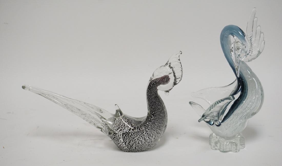 LOR OF 2 MURANO STYLE ART GLASS BIRDS. 10 1/4 INCHES (1 of 1)