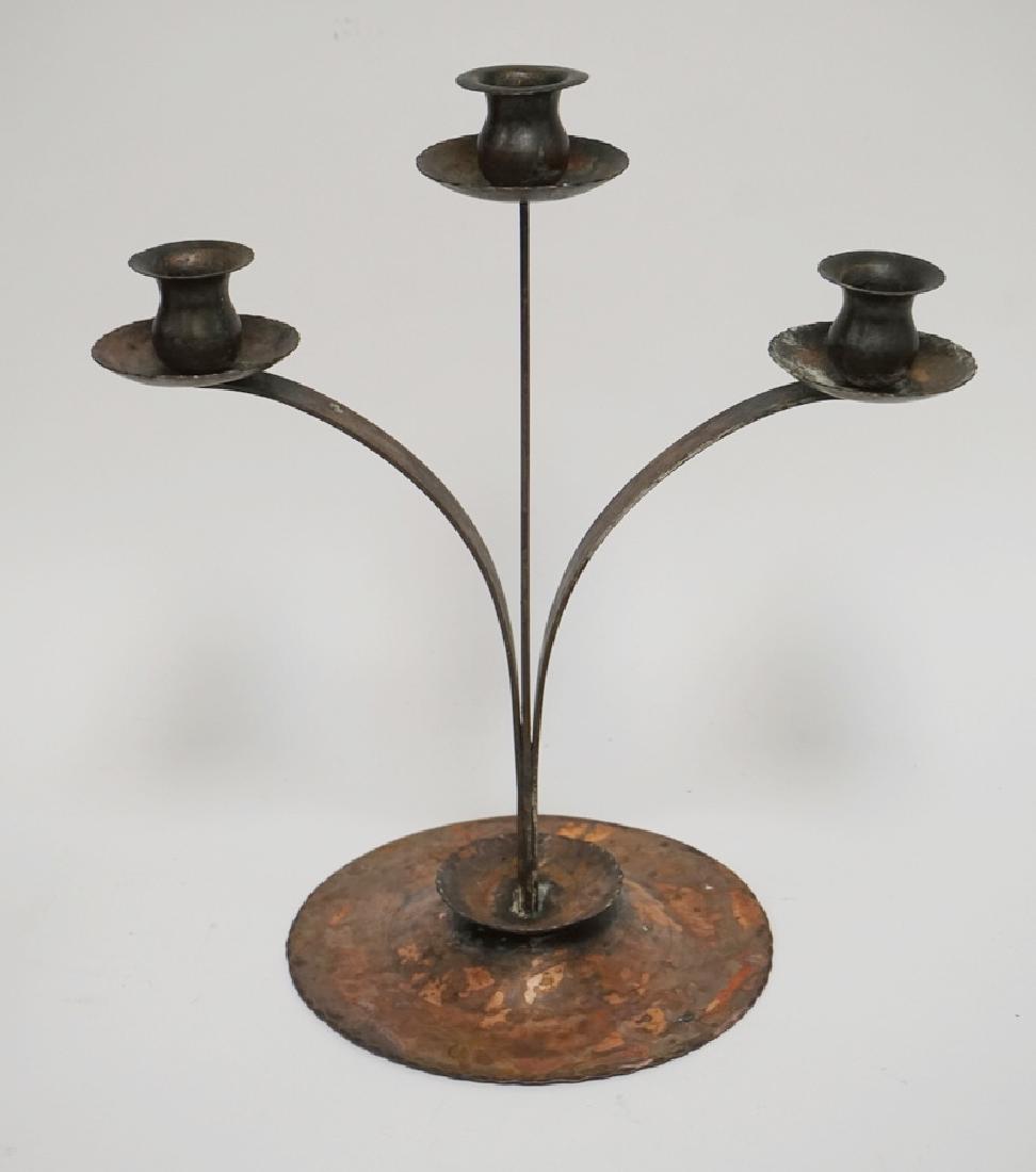 HAND ROUGHT AND HAMMERED COPPER CANDELABRA. 14 INCHES (1 of 2)