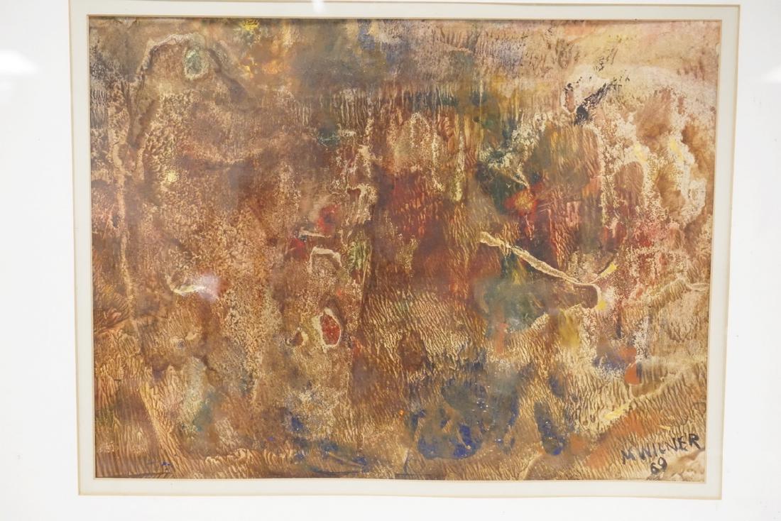 MARIE WILNER ABSTRACT PAINTING ON PAPER DATED 1969. 19: MARIE WILNER ABSTRACT PAINTING ON PAPER DATED 1969. 19 ¾ X 14 ¾ INCH IMAGE.