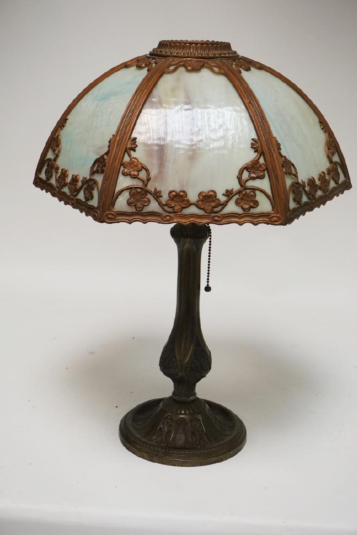SALEM BROTHERS SLAG GLASS TABLE LAMP. 21 1/2 INCHES (1 of 2)