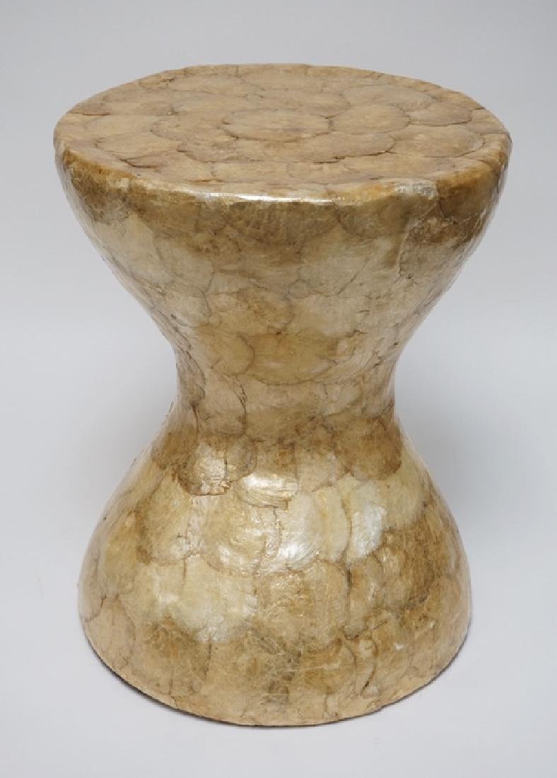 MAITLAND SMITH: MAITLAND SMITH SHELL PEDESTAL/STOOL. 18 INCHES HIGH.