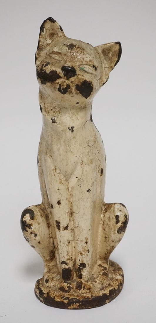 CAT DOORSTOP: ANTIQUE CAST IRON CAT DOORSTOP. 10 1/4 INCHES HIGH.