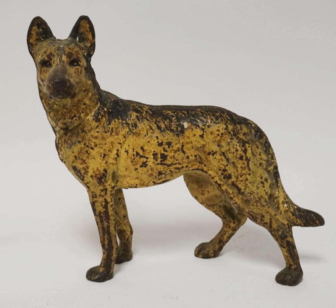 GERMAN SHEPHERD DOORSTOP: ANTIQUE CAST IRON GERMAN SHEPHERD DOORSTOP.9 INCHES HIGH.