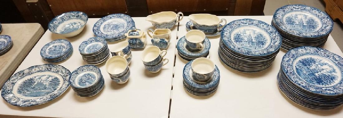 LIBERTY BLUE DINNERWARE: 101 PIECES OF LIBERTY BLUE DINNERWARE