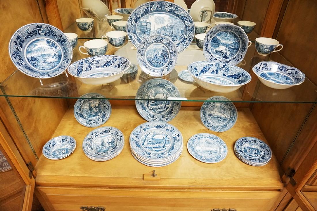 38 PIECE JOHNSON BROS HISTORIC AMERICA PARTIAL: 38 PIECE JOHNSON BROS HISTORIC AMERICA PARTIAL DINNERWARE SET. OVAL PLATTER MEASURES 12 1/4 INCHES.