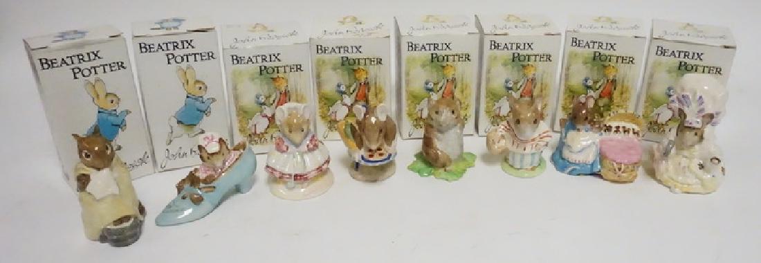 BESWICK BEATRIX POTTER: LOT OF 8 BESWICK BEATRIX POTTER FIGURES WITH BOXES.