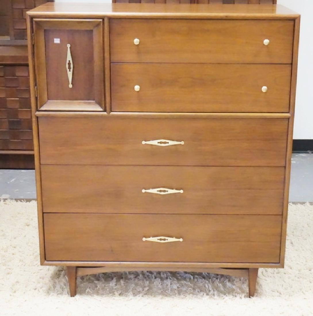 KENT COFFEY CHEST: KENT COFFEY MID CENTURY MODERN CHEST. 47 INCHES HIGH. 40 INCHES WIDE.