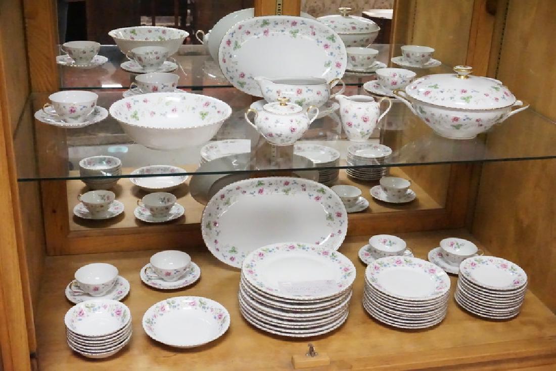 BAVARIAN DINNERWARE SET: 65 PIECE SET WINTERLING MARKTLEUTHEN BAVARIA DINNERWARE. LARGEST PLATTER IS 15 1/4 INCHES.