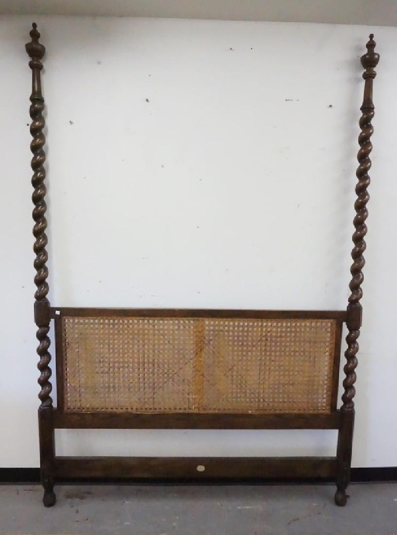 BAKER HEADBOARD: BAKER CANED HEADBOARD WITH HIGH TWIST POSTS APP64 IN WIDE, 96 IN HIGH
