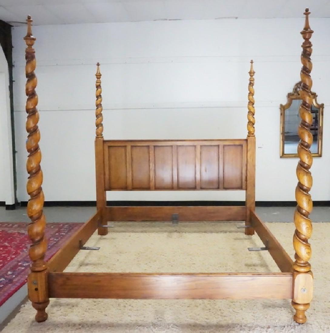 KING SIZE BED: KING SIZE POSTER BED WITH SPIRAL CARVED POSTS. HICKORY CHAIR CO