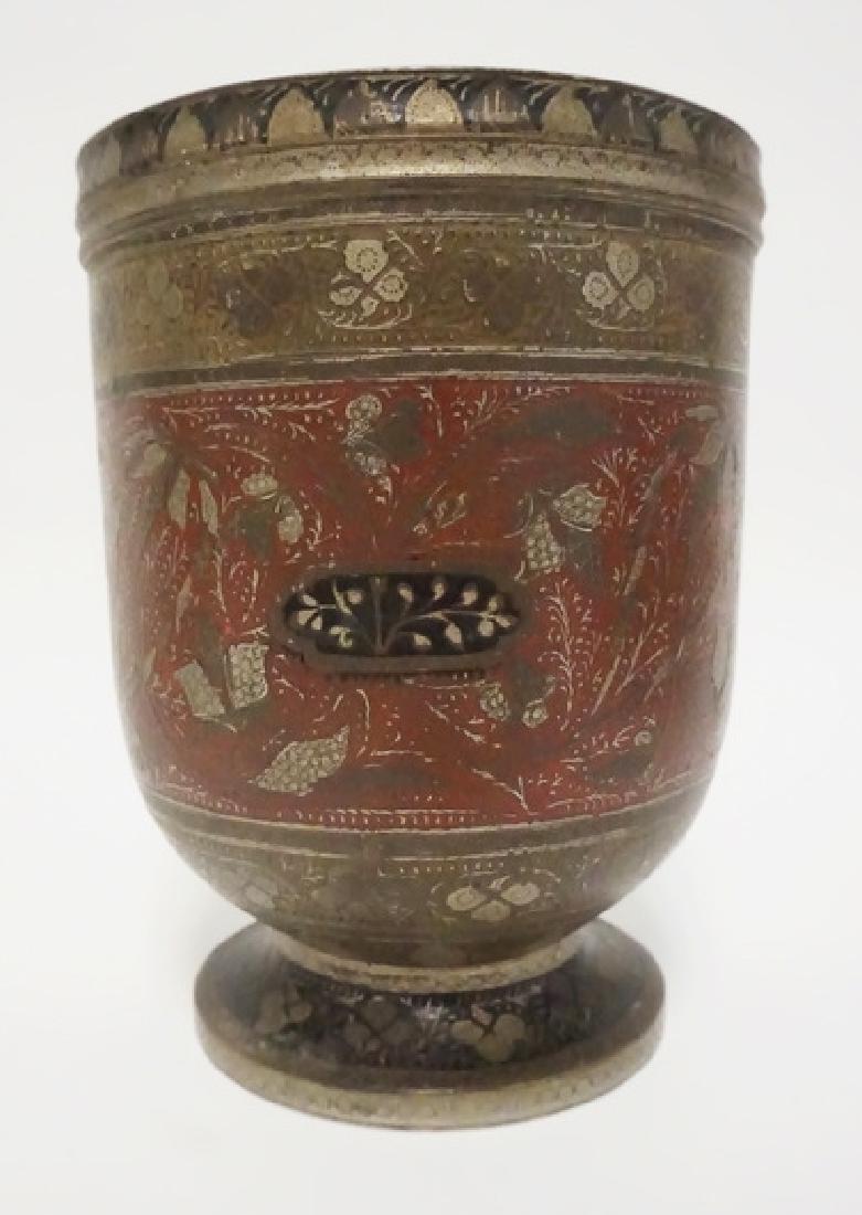 CHAMPLEVE VASE: CHAMPLEVE VASE 7 IN H, 5 1/2 IN TOP DIAMETER.