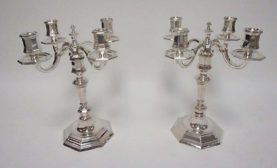 CHRISTOIFLE: PAIR OF CHRISTOFLE FRANCE CONVERTIBLE CANDELABRA. 11 1/4 INCHES HIGH.