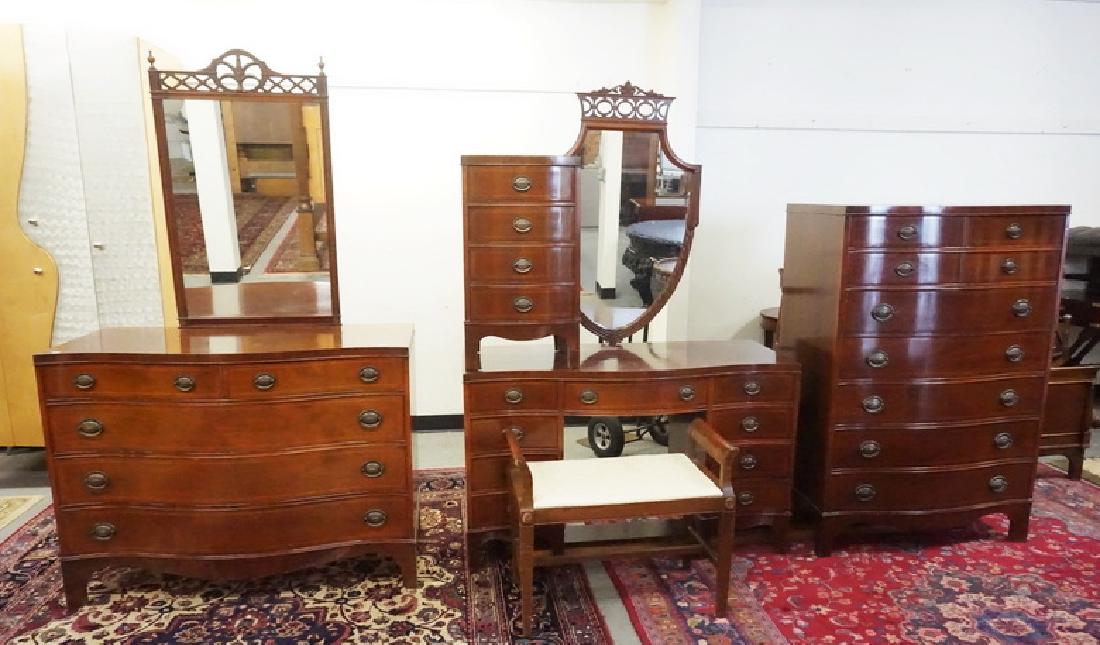 MAHOGANY BEDROOM SET.: 6 PIECE MAHOGANY BEDROOM SET. LINE INLAID.