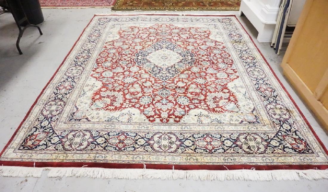 ORIENTAL AREA RUG: ORIENTAL AREA RUG IN RED AND CREAM. 8 FT 2 IN X 9 FT 10 IN