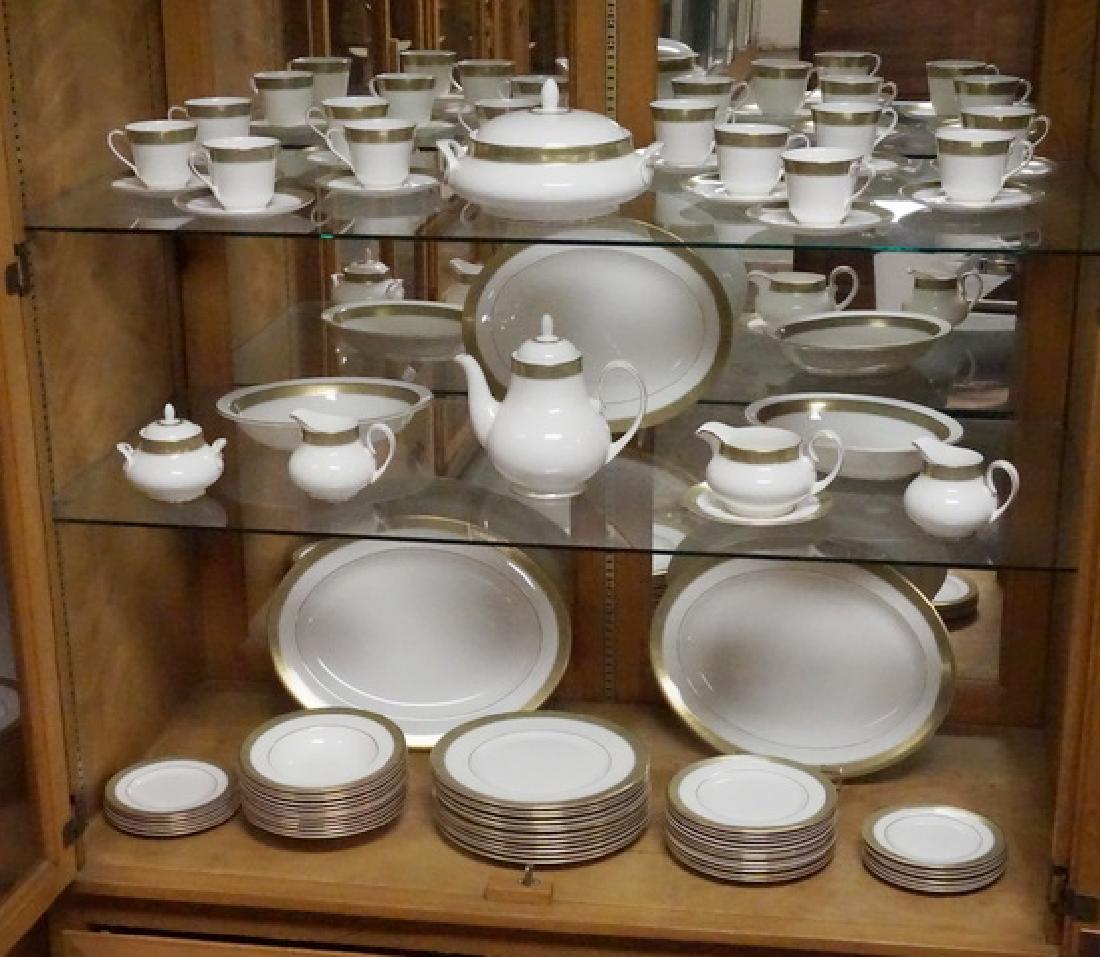 ROYAL DOULTON DINNERWARE: 84 PIECE ROYAL DOULTON *BELVEDERE* PATTERN DINNERWARE SET. SERVICE FOR 12 PLUS SERVING PIECES. 2 LARGE PLATTERS ARE 16 INCHES.