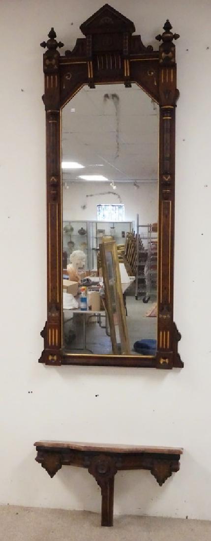 VICTORIAN PIER MIRROR W/MARBLE TOP CONSOLE SHELF: VICTORIAN PIER MIRROR W/MARBLE TOP CONSOLE SHELF.