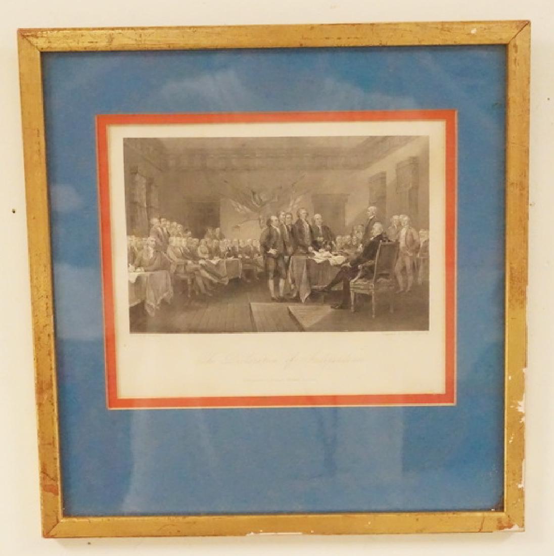 SIGNING OF THE DECLARATION OF INDEPENDENCE PRINT: THE SIGNING OF THE DECLARATION OF INDEPENDENCE PRINT. PUBLISHED BY SAMUEL WALKER. BOSTON. 7 X 4 1/2 INCH IMAGE.