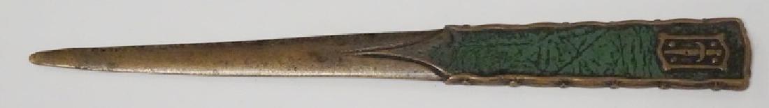TIFFANY STUDIOS HERALDIC LETTER OPENER: TIFFANY STUDIOS BRONZE HERALDIC LETTER OPENER. 9 1/2 INCHES LONG.