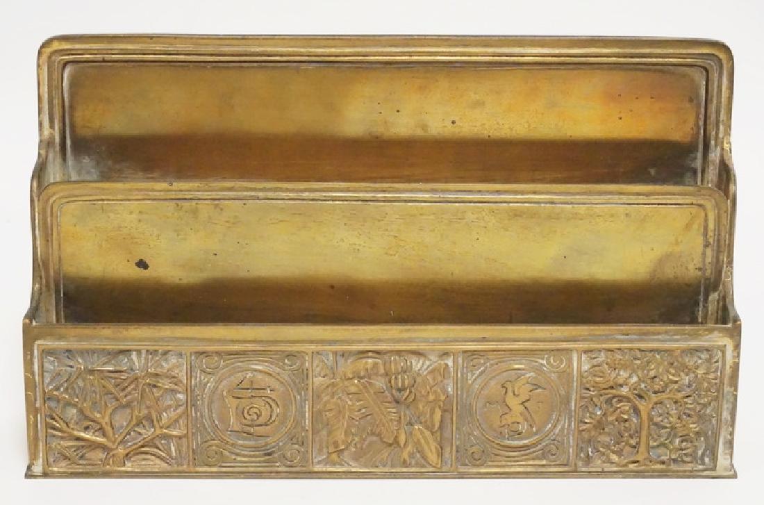 TIFFANY STUDIOS *BOOKMARK* LETTER HOLDER: TIFFANY STUDIOS *BOOKMARK* PATTERN LETTER HOLDER. 9 1/4 INCHES LONG.