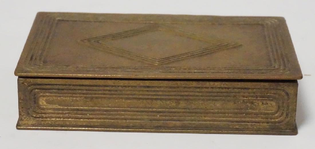TIFFANY STUDIOS *GRADUATE* BOX: TIFFANY STUDIOS GRADUATE PATTERN GILT BRONZE BOX, 5 3/8 X 3 1/2 AND 1 1/8 INCHES HIGH.