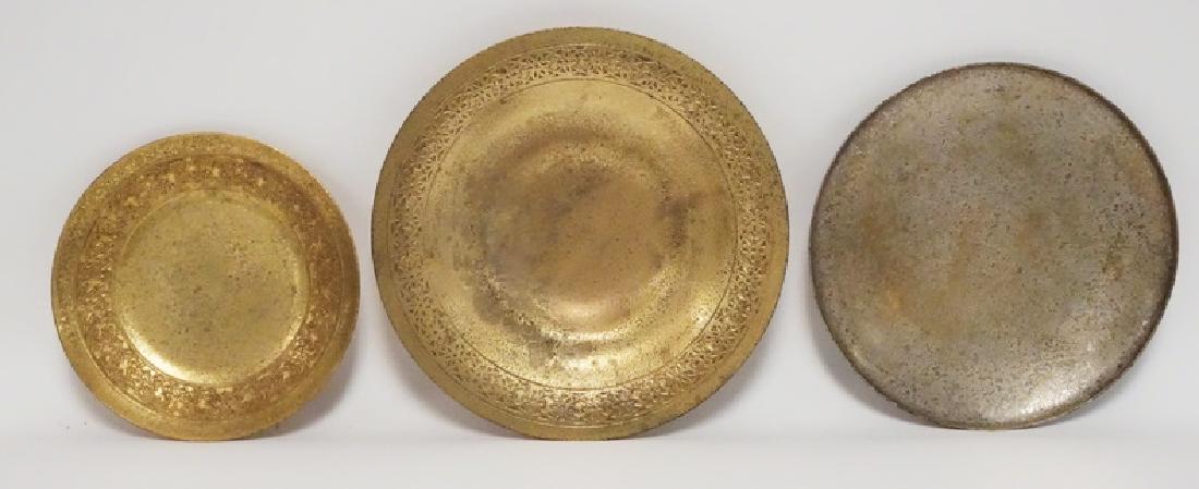 3 PCS TIFFANY STUDIOS BRONZE: 3 PIECE LOT OF TIFFANY STUDIOS GILT BRONZE. LARGEST IS 9 INCHES.