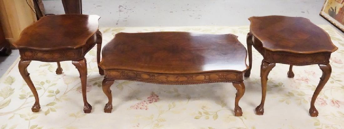 3 PCS BERNHARDT LIVING ROOM TABLE SET: 3 PC BERNHARD LIVING ROOM TABLE SET. COFEE TABLE AND 3 END TABLES.